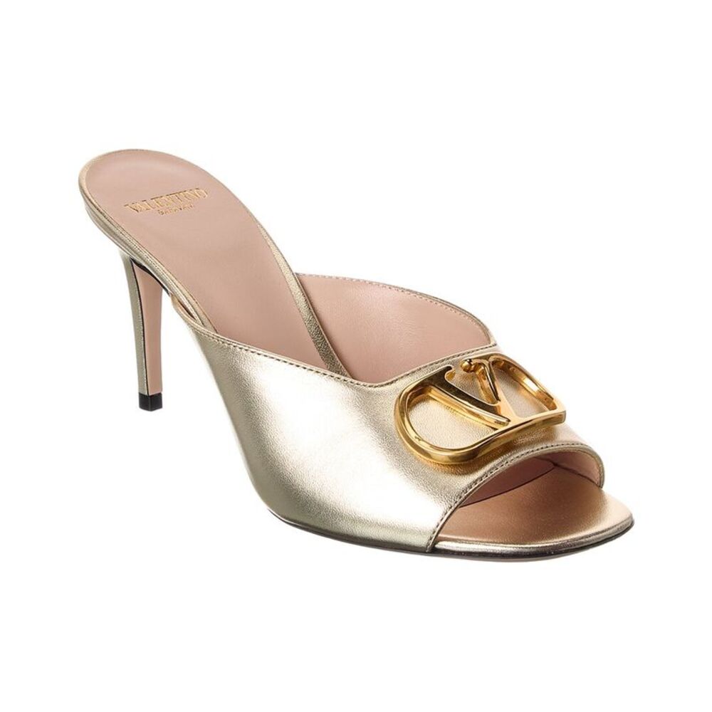 Valentino Vlogo Signature 80 Leather Sandal, Gold